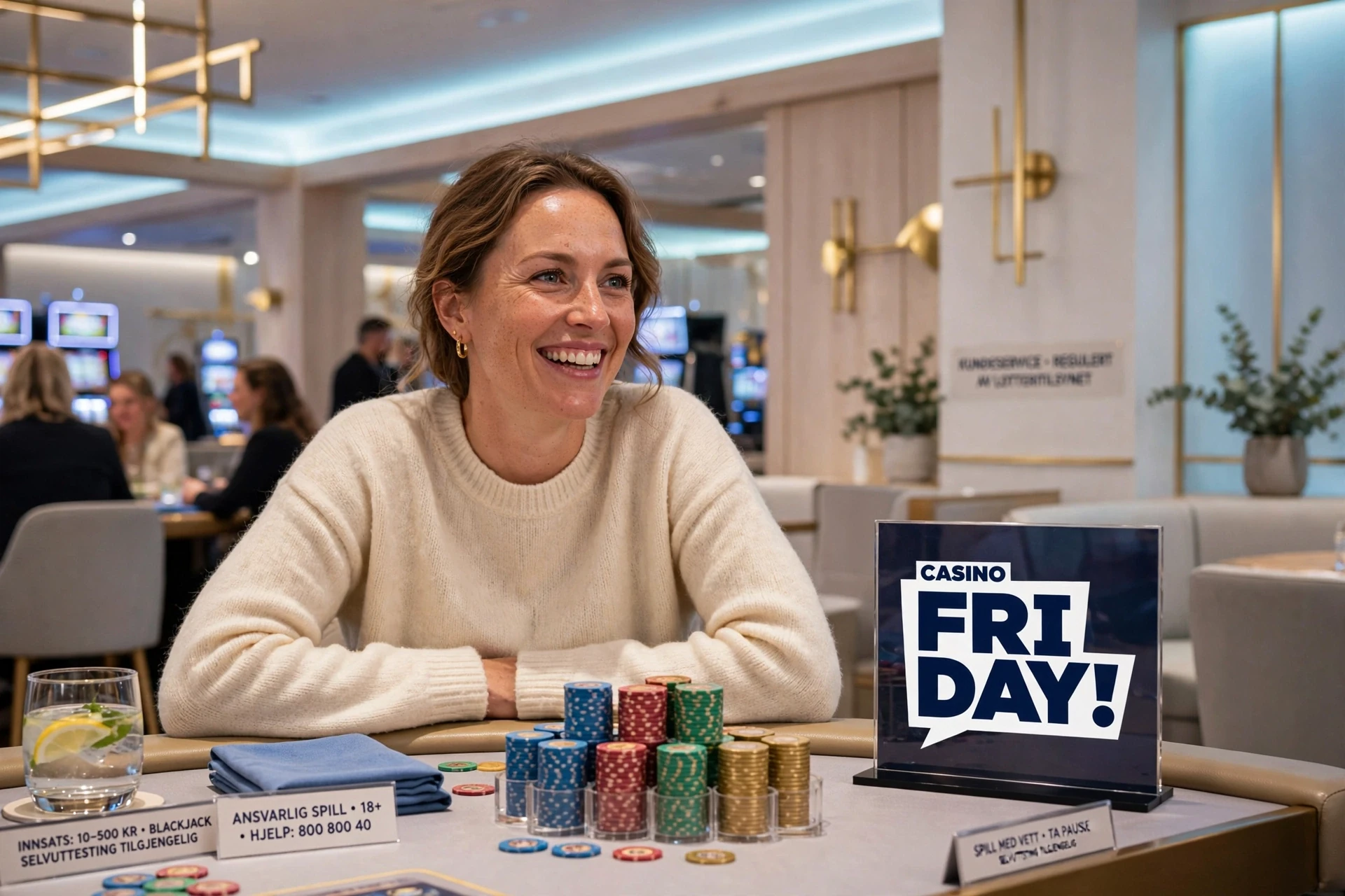 Bonus i hendene til en mann hos Friday Casino