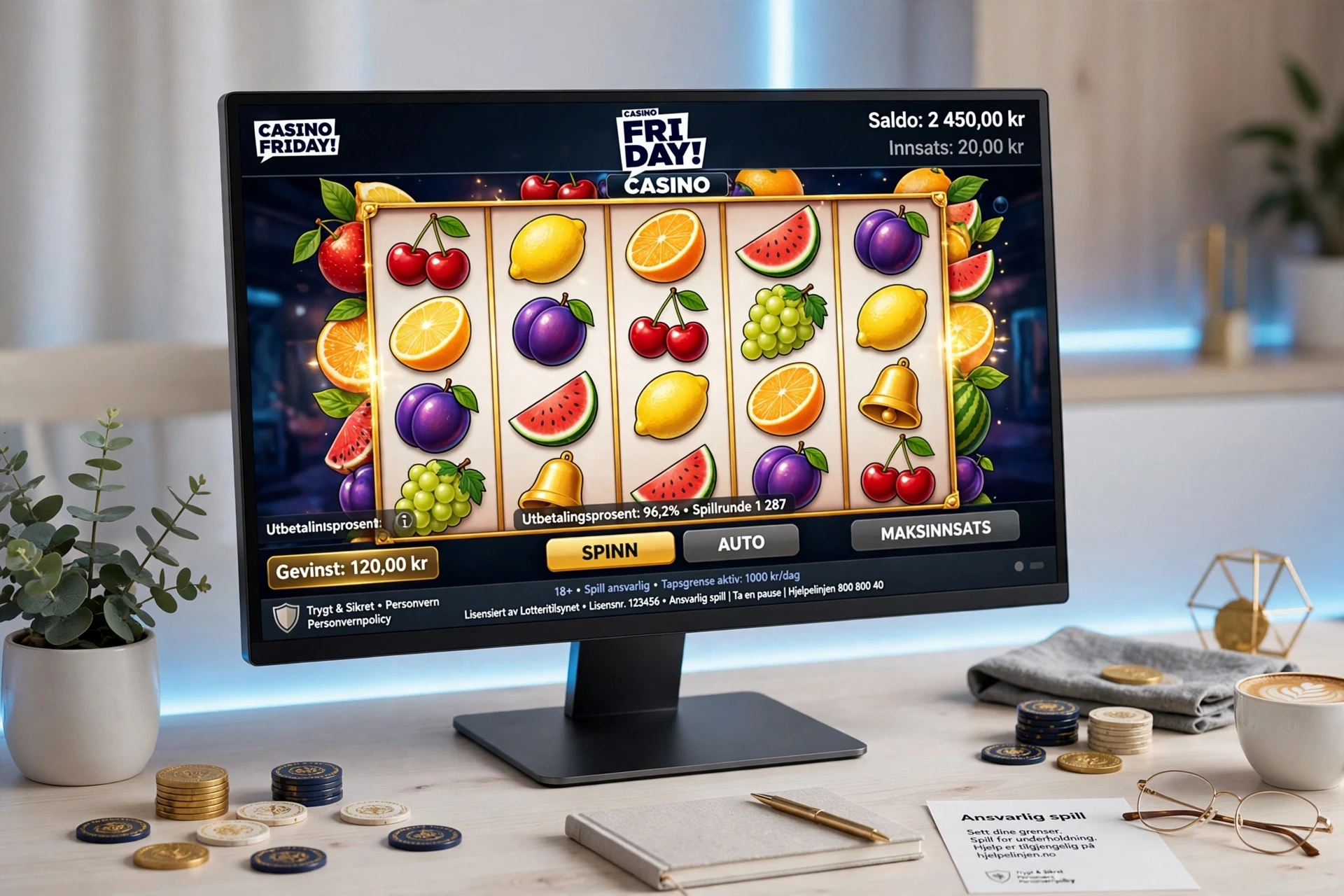 spilleautomater på skjerm FRIDAY CASINO